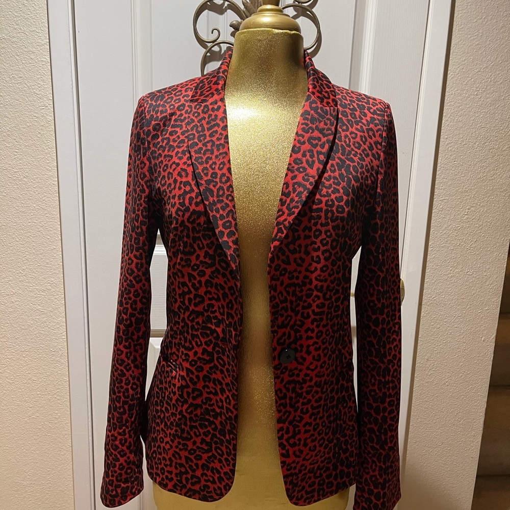 Red leopard blazer